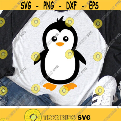 Penguin Svg Cute Penguin Svg Kids Cut Files Boy Girl Penguin Svg Dxf Eps Png Baby Winter Clipart Kid Shirt Design Silhouette Cricut Design 338 .jpg