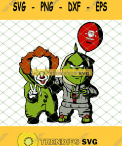 Pennywise And Grinch Holding Santa Balloon Christmas Costume SVG PNG DXF EPS 1