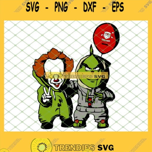 Pennywise And Grinch Holding Santa Balloon Christmas Costume SVG PNG DXF EPS 1