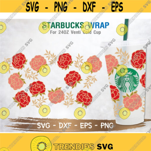 Peonies Starbucks Cup SVG Peonies svg Starbuck Cup SVG DIY Venti for Cricut 24oz venti cold cup Digital Download Design 117