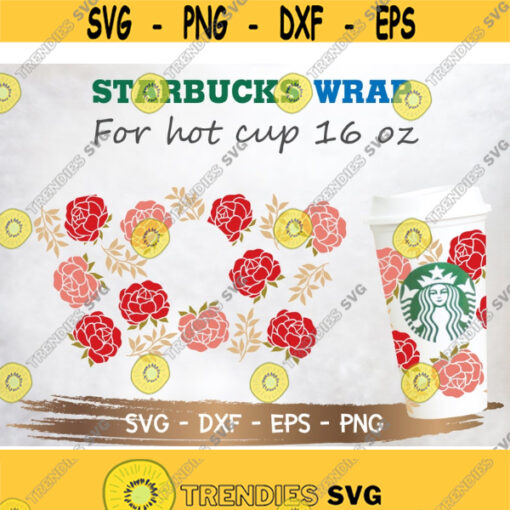 Peonies Starbucks Hot Cup SVG Peonies SVG Floral svg DIY Grande 16 Oz Hot Cup Design 79