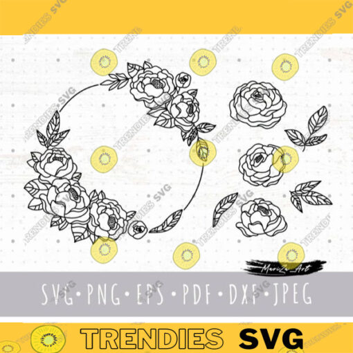 Peony frame SVG Floral monogram frame SVG file for cricut Flower SVG Floral wreath svg Peonies png clipart summer botanical svg