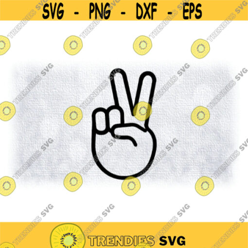 People Clipart Black Outline Emoji for Peace Sign Two Finger Hand Gesture Indicates Kindness Getting Along Digital Download SVG PNG Design 982