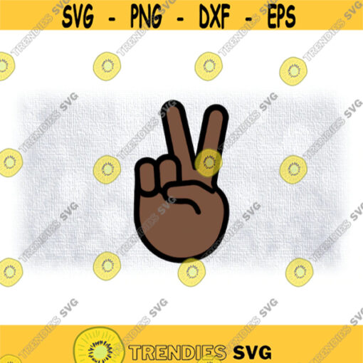 People Clipart Brown Skin Emoji for Peace Sign Two Finger Hand Gesture Indicates Kindness Getting Along Digital Download SVG PNG Design 1143