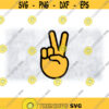 People Clipart Yellow Color Emoji for Peace Sign Two Finger Hand Gesture Indicates Kindness Getting Along Digital Download SVG PNG Design 1144