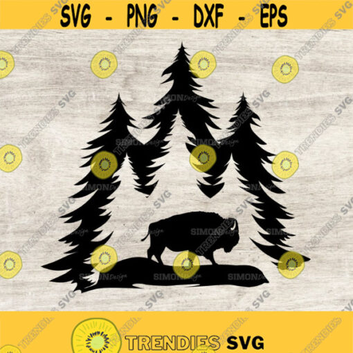 Pine tree Svg Mountain Svg Buffalo Svg Cricut files Svg Eps Png And Jpg. Instant Download Design 238