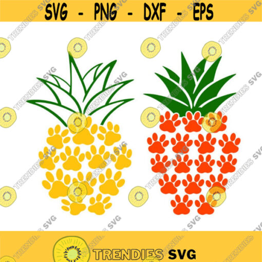 Pineapple Dog Paw Print Cuttable Design SVG PNG DXF eps Designs Cameo File Silhouette Design 253