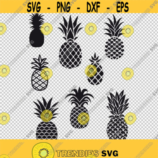 Pineapple Fruit Shape Collection SVG PNG EPS File For Cricut Silhouette Cut Files Vector Digital File