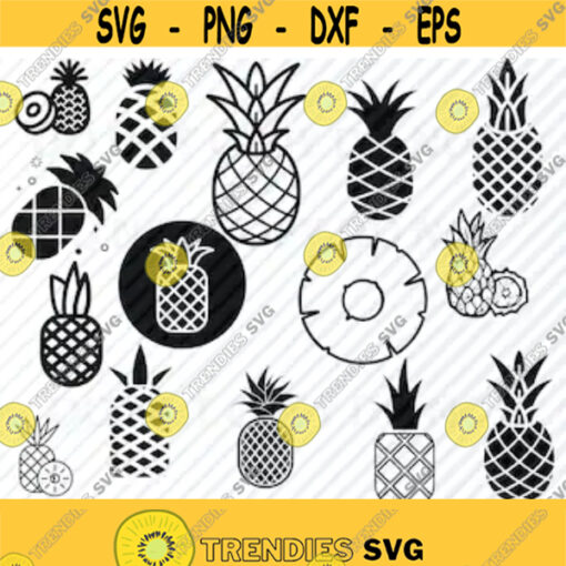 Pineapple SVG Bundle Fruit Vector Images Silhouette Clip Art Pineapples SVG Files For Cricut Eps Png dxf Stencil ClipArt Back to shool Design 195