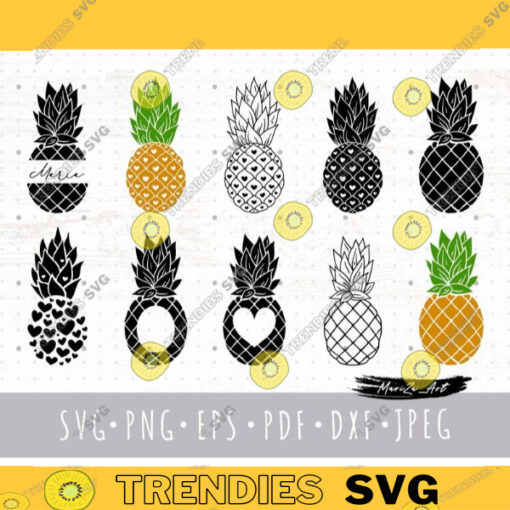 Pineapple SVG bundle Pineapple Monogram frame svg tropical fruit SVG files for cricut summer clipart Pineapple thirt print png