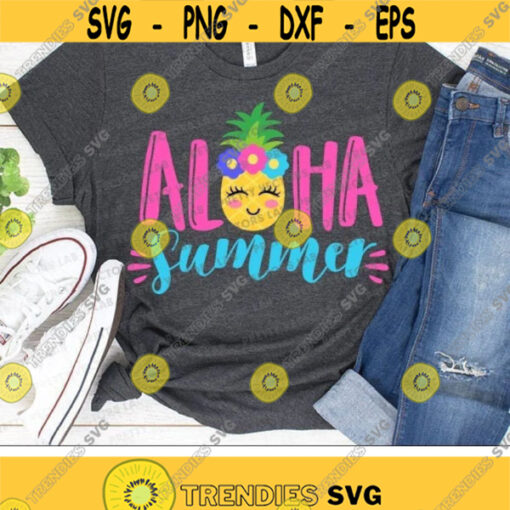 Pineapple Svg Aloha Summer Svg Pineapple Cut Files Summer Svg Dxf Eps Png Girls Shirt Design Beach Vacation Clipart Silhouette Cricut Design 2219 .jpg