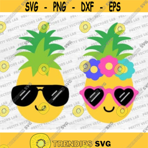 Pineapple Svg Kawaii Pineapples Svg Cute Pineapples with Sunglasses Svg Dxf Eps Boy Girl Svg Summer Svg Silhouette Cricut Cut Files Design 82 .jpg
