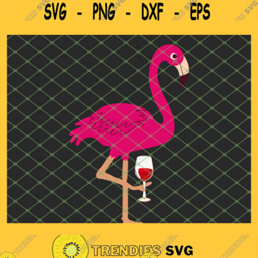 Pink Flamingo Drinking Wine SVG PNG DXF EPS 1