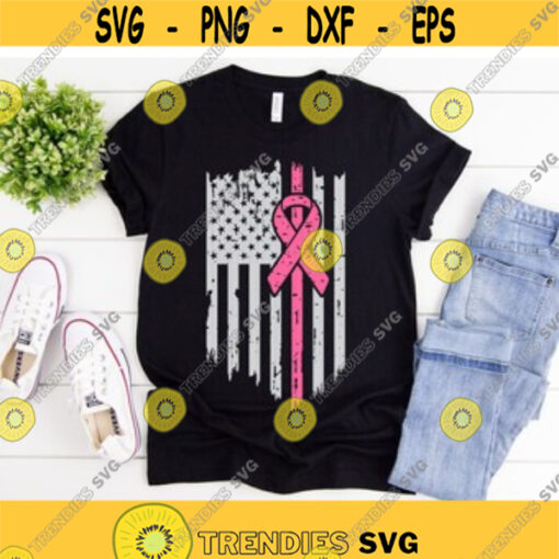 Pink Ribbon USA Flag svg Breast Cancer svg Grunge Flag svg Breast Cancer Awareness svg dxf png Printable Cut FIle Cricut Silhouette Design 21.jpg