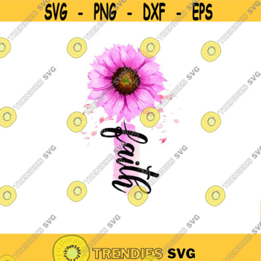 Pink daisy Faith cross sublimation designs Faith clipart watercolor digital download Watercolor design for tumblers PNG JPG