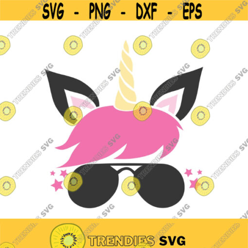 Pink unicorn with glasses svg unicorn svg png dxf Cutting files Cricut Cute svg designs Design 448