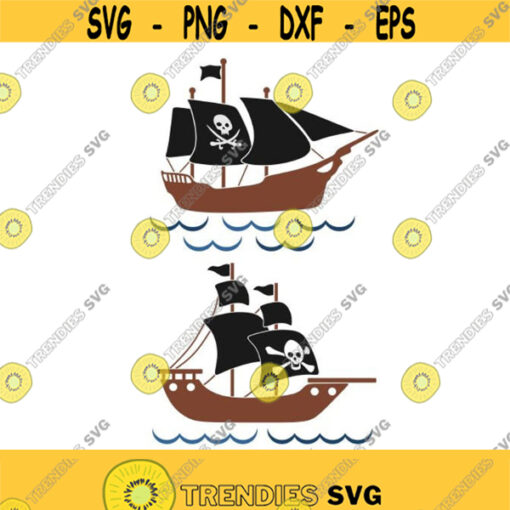 Pirate Ship Boat Cuttable Design SVG PNG DXF eps Designs Cameo File Silhouette Design 551