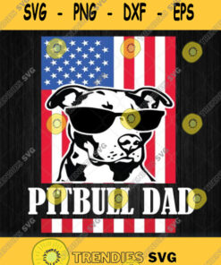 Pitbull Dad Pitbull With Glasses American Flag Svg Png Dxf Eps Svg Cut Files Svg Clipart Silhoue