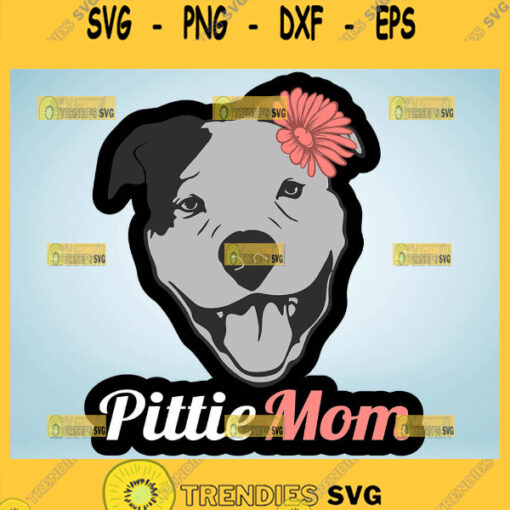 Pittie Mom Svg Pretty Dog With Flower Svg 1