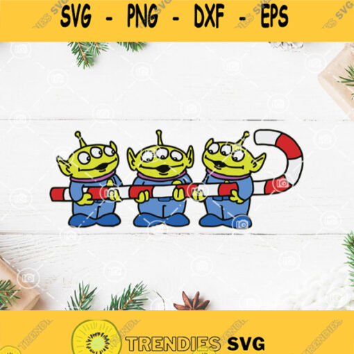 Pixar Toy Story Aliens Candy Cane Christmas Svg Pixar Toy Story Svg Three Alien Svg Candy Cane Svg Merry Christmas Svg