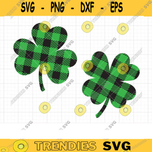 Plaid Lucky Clover SVG Shamrock with Buffalo Plaid Pattern Four and Three Leaf Clover Irish St Patricks Day Shamrock Svg Dxf Cut file copy