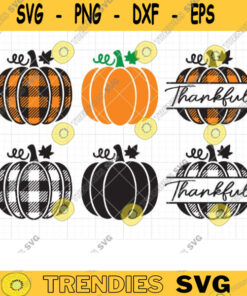 Plaid Pumpkins Svg, Thankful Thanksgiving Pumpkin Svg, Split Pumpkin Monogram Frame, Fall Pumpkins Svg Dxf Png Sublimation Clipart
