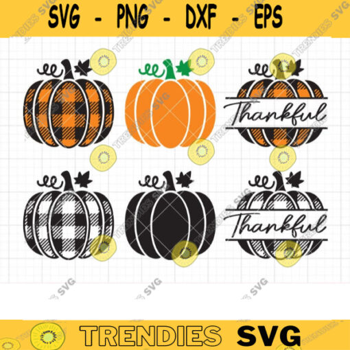 Plaid Pumpkins SVG Thankful Thanksgiving Pumpkin Svg Split Pumpkin Monogram Frame Fall Pumpkins Svg Dxf Png Sublimation Clipart copy