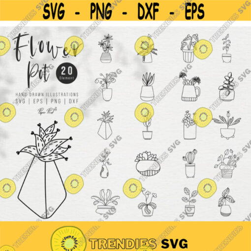 Plants bundle svg potted plants svg houseplants svg monstera svg floral line drawing svg Flower Pot Clipart Gardening svg Png Dxf Design 178