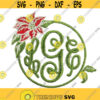 Poinsettia Flower Christmas Frame Monogram Design Machine Embroidery INSTANT DOWNLOAD pes dst Design 1166
