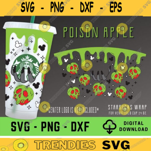 Poison Apple Starbucks Cup svg Full Wrap Witch Poison svg Halloween Starbucks Cold Cup Svg Files for CricutDYI Venti Cup Instant Download 67