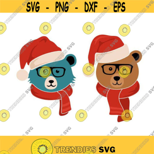 Polar Bear Santa Christmas Cuttable Design SVG PNG DXF eps Designs Cameo File Silhouette Design 1847