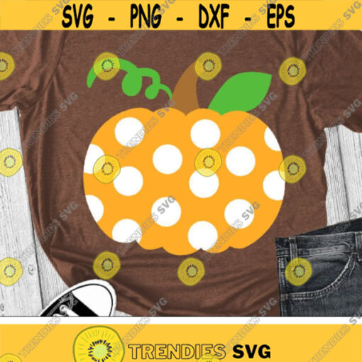 Polka Dot Pumpkin Svg Thanksgiving Svg Fall Cut Files Halloween Svg Dxf Eps Png Cute Pumpkin Shirt Design Autumn Silhouette Cricut Design 2121 .jpg