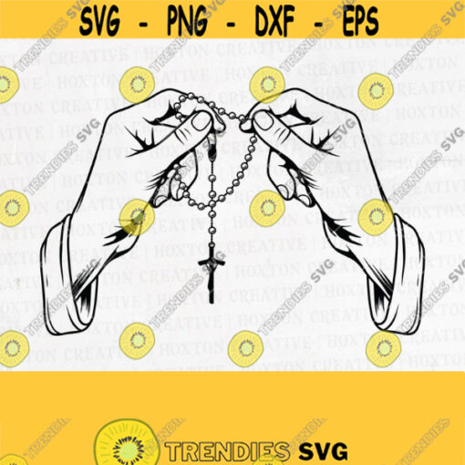 Praying Hands with Rosary Svg Beads and Cross svg Praying Hands Svg Religious SvgDesign 273