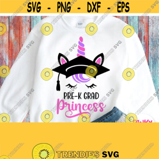 Pre k Princess Svg Girl Pre k Shirt Svg 1st Day in Pre k Unicorn in Graduate Hat Svg Cricut Design Silhouette Pink Black Printing File Design 657