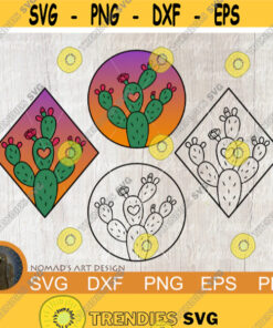 Prickly Pear Cactus Svg, Desert Svg, Cactus Svg, Succulent Svg, Floral Svg, Boho Svg, Heart Svg, Cactus Cut file, Svg files for Cricut Design -196