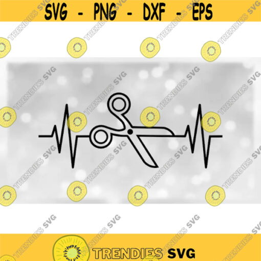 Profession Clipart Black Simple Easy Medical Heartbeat Heart Rate EKG Monitor Reading with Hair Stylist Scissors Digital Download SVG Design 1497