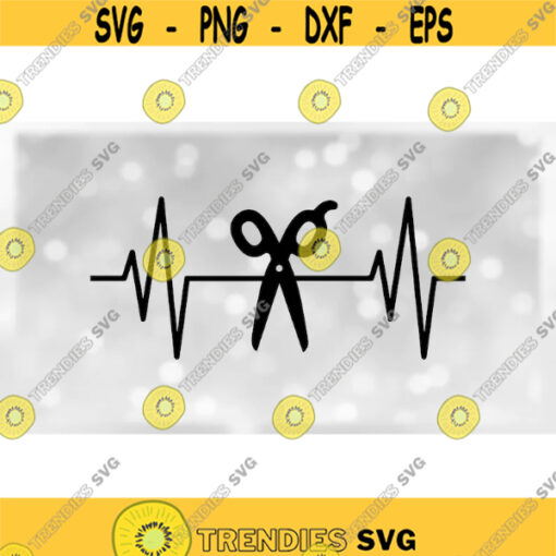 Profession Clipart Black Simple Easy Medical Heartbeat Heart Rate EKG Monitor Reading with Hair Stylist Scissors Digital Download SVG Design 1498