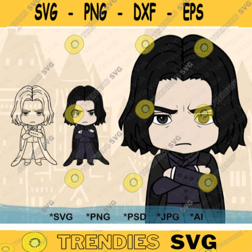 Professor Snape Clipart SVG 2 Cute HP Designs Layered by Color Outline Cricut Harry Potter Potions Teacher Ready to Cut