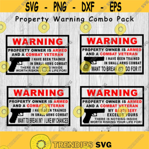 Property Protection Warning 2nd Amendment Warning Combo Pack svg png ai eps dxf DIGITAL FILES for Cricut CNC and other cut projects Design 190