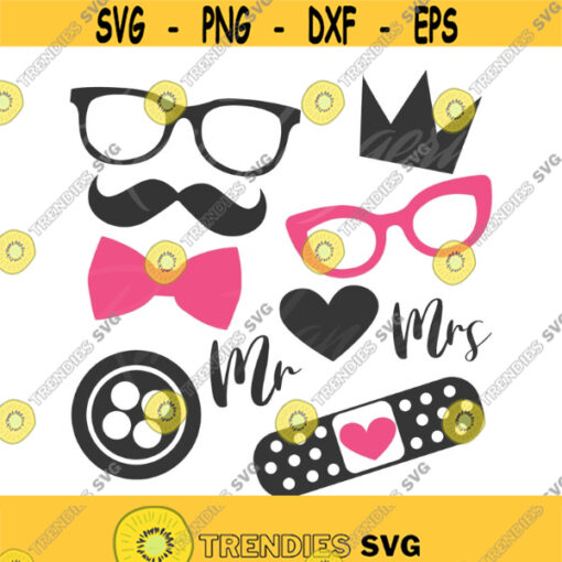 Props svg glasses svg mustache svg button svg png dxf Cutting files Cricut Funny Cute svg designs print for t shirt bundle bow mr mrs crown Design 711