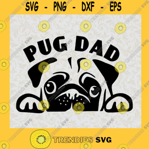 Pug Dad Peeking Dog SVG Cut File Use with Silhouette Studio Design Edition