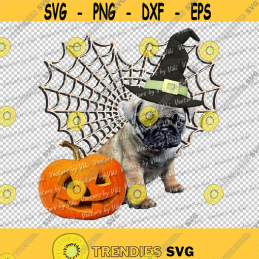 Pug Dog Halloween Art JPG PNG Digital File