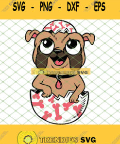 Pug Dog In Easter Egg Happy Cute Svg Png Dxf Eps 1 Svg Cut Files Svg Clipart Silhouette Svg Cric
