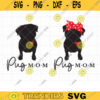 Pug Mom SVG Pug Lover Cute Pug with Red Bow Bandana Silhouette Clipart Boy and Girl Pug Svg Dxf Cut Files for Cricut copy