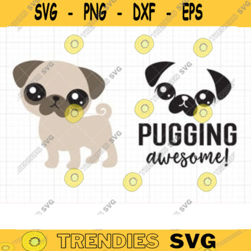 Pug SVG DXF Files for Cricut or Silhouette Cute Pug Funny Pug Puppy Dog svg dxf Cut File Clipart Clip Art Commercial Use copy