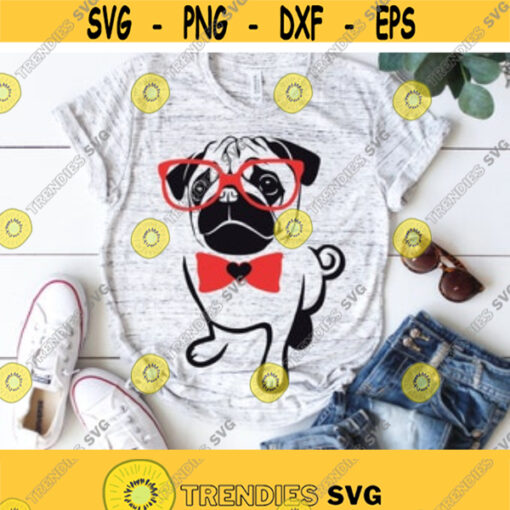 Pug svg Pug decal Pug decal car Pug silhouette Pug clipart Pug glasses svg Pug shirt Dog svg iron on SVG DXF eps png pdf Design 32