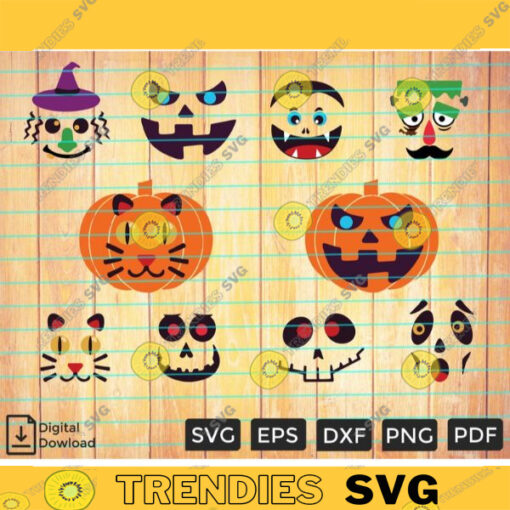 Pumkin Face Bundle 1 SVG PNG Halloween SVG Horror svg Pumpkins svg Custom File Printable File for Cricut Silhouette