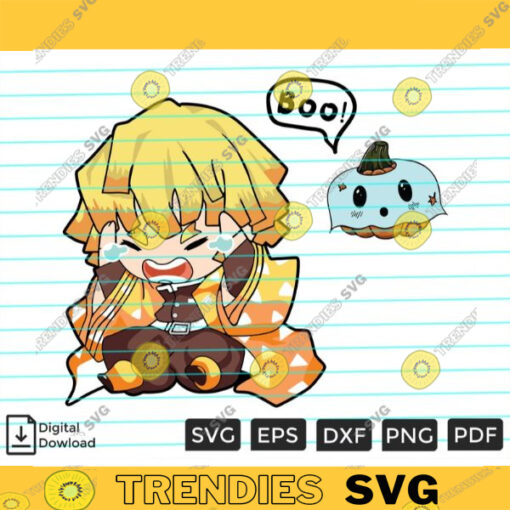 Pumpkin Chibi Boo SVG PNG Graphic Slayer Arts Demon Anime Cute Girl Custom File Printable File for Cricut Silhouette
