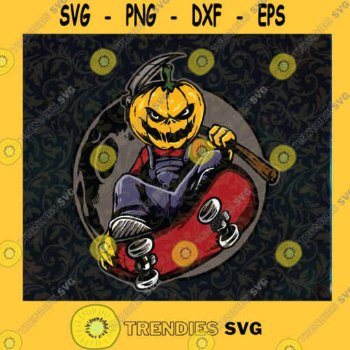 Pumpkin Death SVG Halloween SVG Horror SVG Pumpkin SVG Cut File Instant Download Silhouette Vector Clip Art
