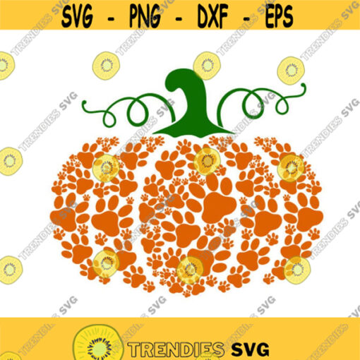Pumpkin Paw Prints Dog Halloween Cuttable Design SVG PNG DXF eps Designs Cameo File Silhouette Design 206